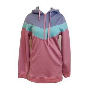 Neff Women's Pullover Hoodie Sweatshirt Quarter Zip Color Block Zip Pockets